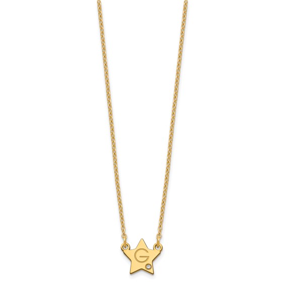 14KY Initial Star with Diamond Necklace