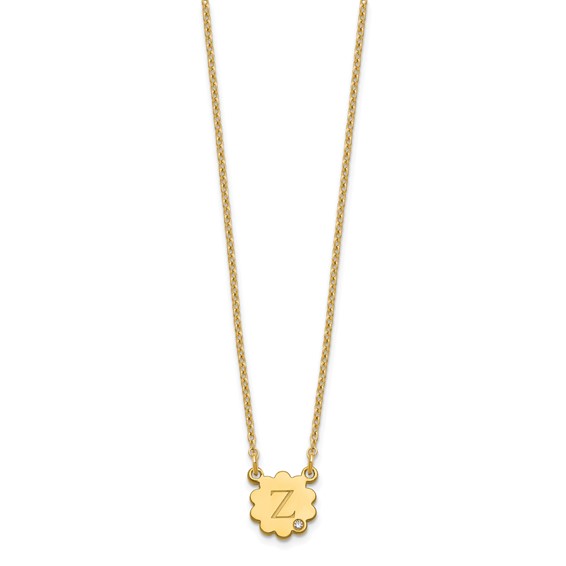 Initial Flower with Diamond Necklace