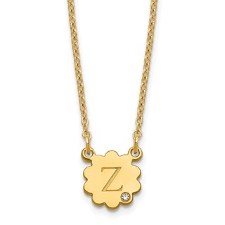 Initial Flower with Diamond Necklace