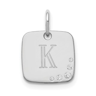 Cushion Initial with Diamonds Charm                                   