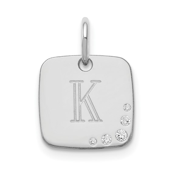 Cushion Initial with Diamonds Charm                                   