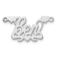 Sterling Silver Rhodium-plated Polished Hearts Name Plate view 2