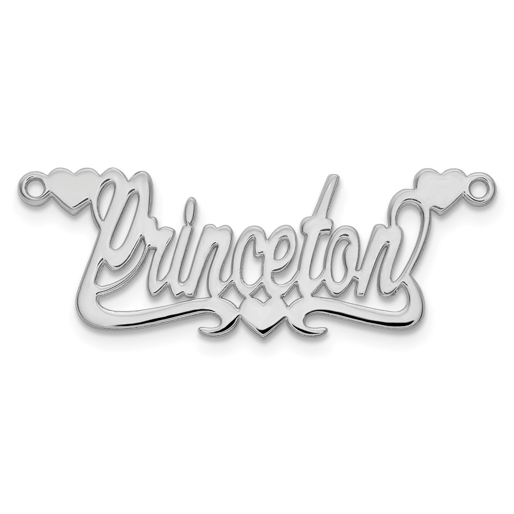 Sterling Silver Rhodium-plated Polished Hearts Name Plate
