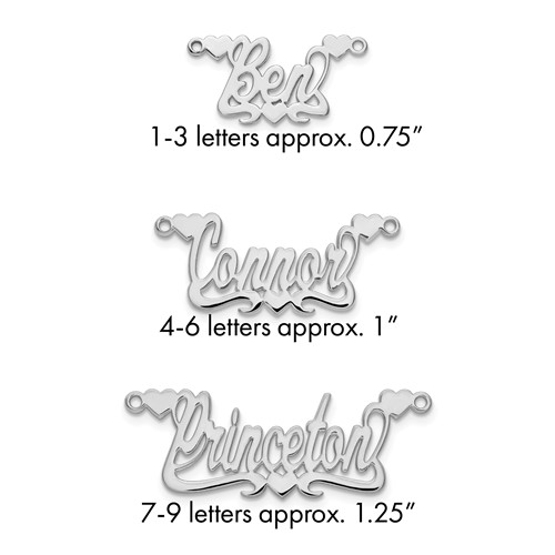 10k White Gold Polished Hearts Name Plate