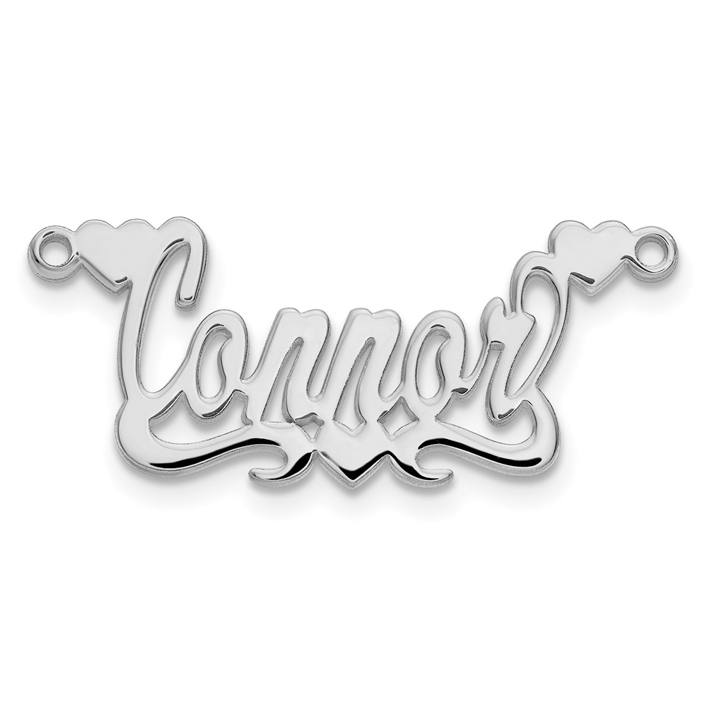 Sterling Silver/Rhodium-plated Polished Hearts Name Plate