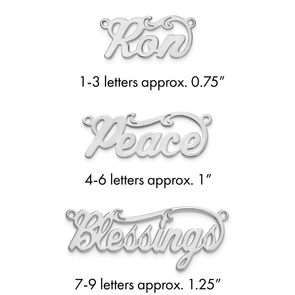 Sterling Silver Rhodium-plated Polished Name Plate