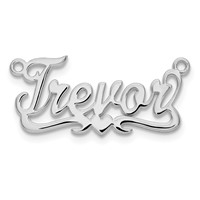 Sterling Silver Rhodium-plated Polished Heart Name Plate view 4