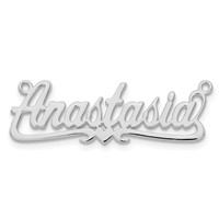 Sterling Silver Rhodium-plated Polished Heart Name Plate view 5