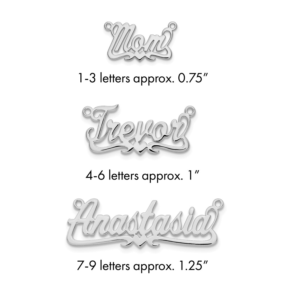 Sterling Silver Rhodium-plated Polished Heart Name Plate