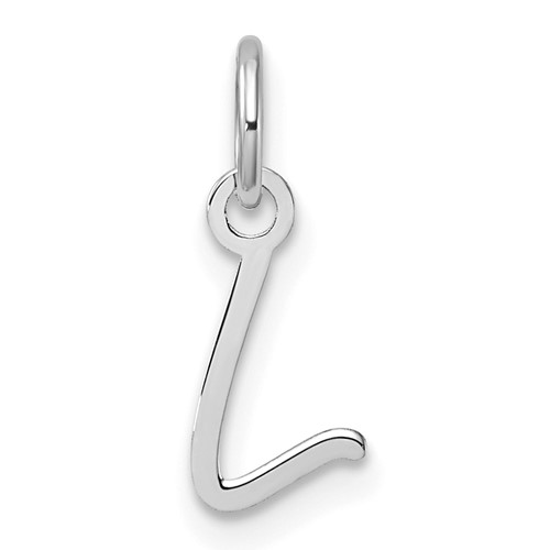 14K White Gold Uppercase Letter L Initial Charm