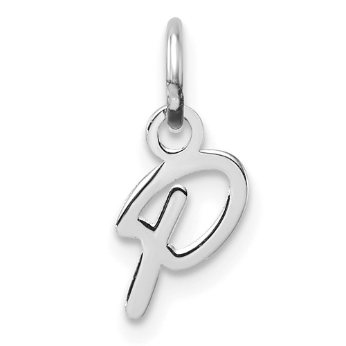 14K White Gold Uppercase Letter P Initial Charm