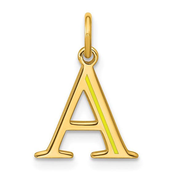 14k Yellow Gold Line Epoxy Initial Charm