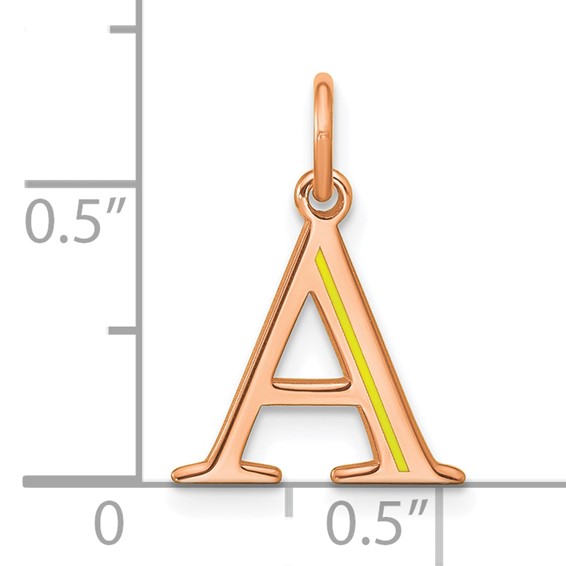 Sterling Silver/Rose Gold Line Epoxy Initial Charm