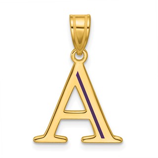 14k Yellow Gold Line Epoxy Initial Pendant