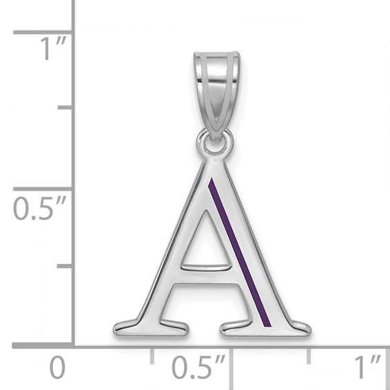 Sterling Silver/Rhodium-plated Line Epoxy Initial Pendant