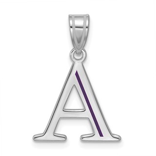 Sterling Silver/Rhodium-plated Line Epoxy Initial Pendant