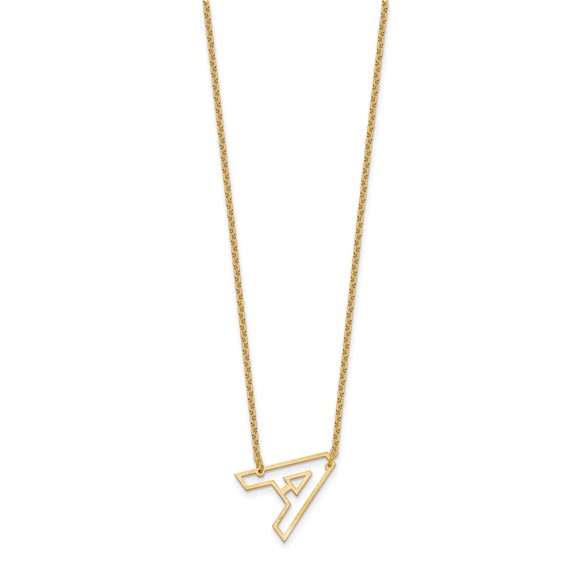 Sterling Silver/Gold-plated Sideways Cut-out Initial A Necklace