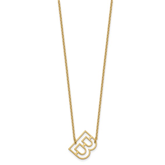 Sterling Silver/Gold-Plated Sideways Cut Out Initial B Necklace