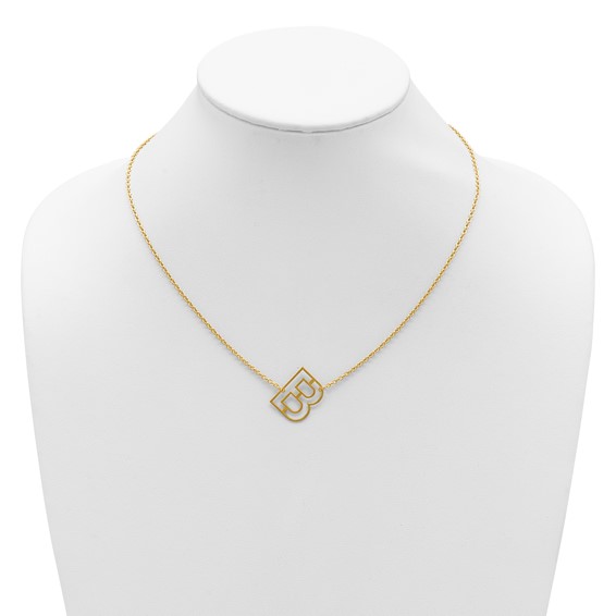 Sterling Silver/Gold-Plated Sideways Cut Out Initial B Necklace