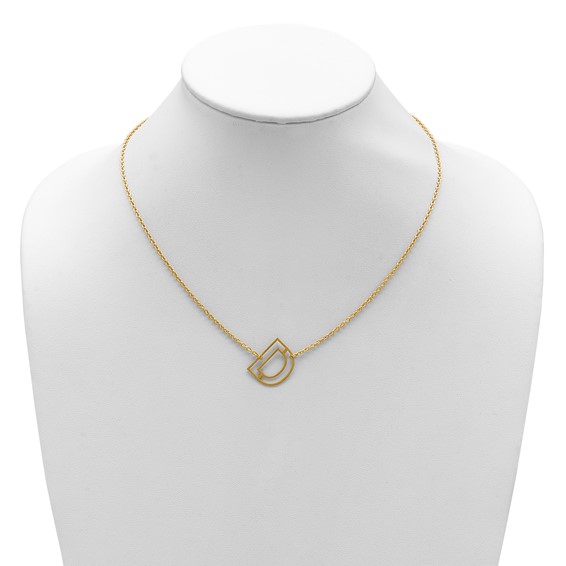 Sterling Silver/Gold-Plated Sideways Cut Out Initial D Necklace