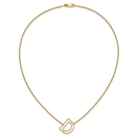 Sterling Silver/Gold-Plated Sideways Cut Out Initial D Necklace