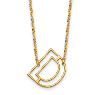 Sterling Silver/Gold-Plated Sideways Cut Out Initial D Necklace