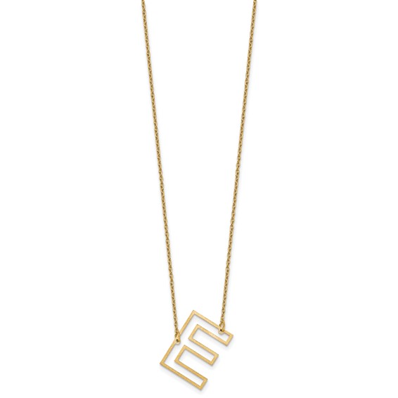 Sterling Silver/Gold-Plated Sideways Cut Out Initial E Necklace