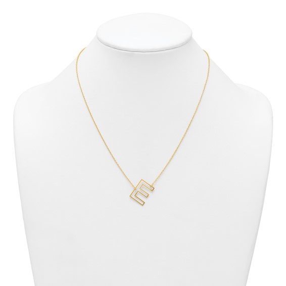 Sterling Silver/Gold-Plated Sideways Cut Out Initial E Necklace
