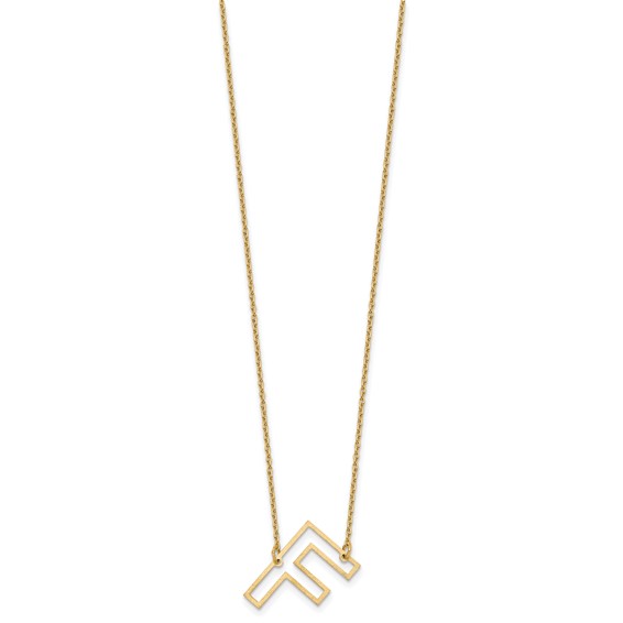 Sterling Silver/Gold-Plated Sideways Cut Out Initial F Necklace