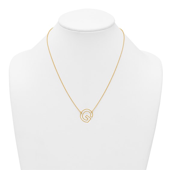 Sterling Silver/Gold-Plated Sideways Cut Out Initial G Necklace