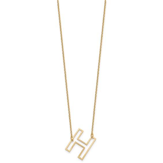 Sterling Silver/Gold-Plated Sideways Cut Out Initial H Necklace