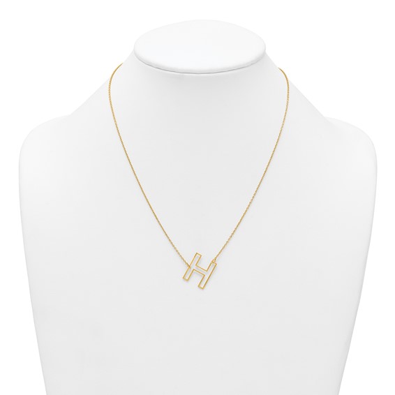 Sterling Silver/Gold-Plated Sideways Cut Out Initial H Necklace