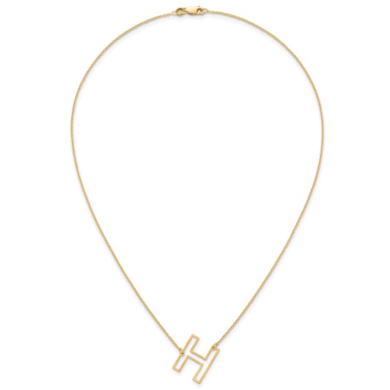 Sterling Silver/Gold-Plated Sideways Cut Out Initial H Necklace
