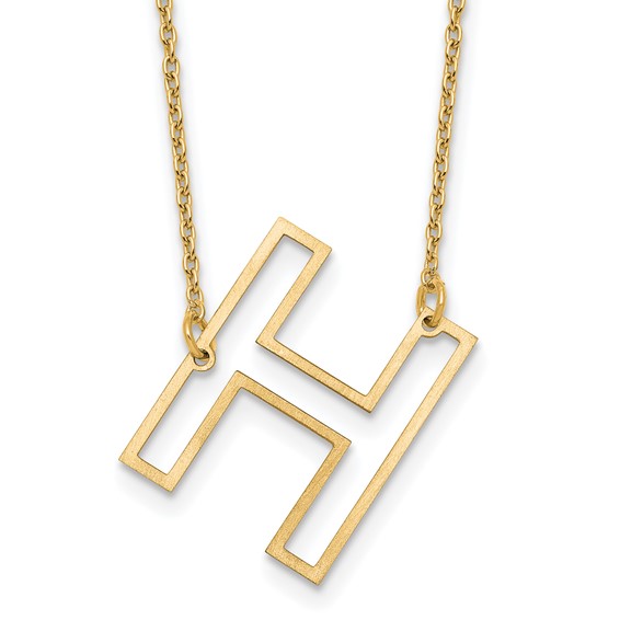 Sterling Silver/Gold-Plated Sideways Cut Out Initial H Necklace