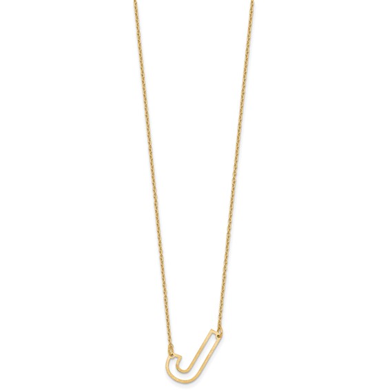 Sterling Silver/Gold-Plated Sideways Cut Out Initial J Necklace