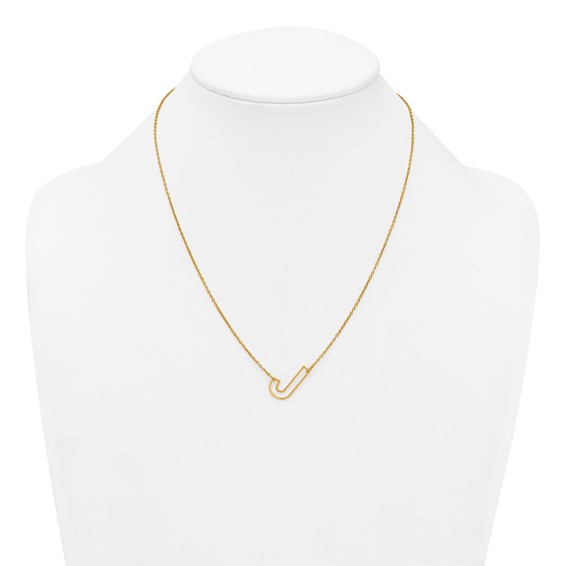 Sterling Silver/Gold-Plated Sideways Cut Out Initial J Necklace