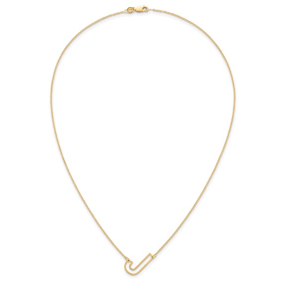 Sterling Silver/Gold-Plated Sideways Cut Out Initial J Necklace