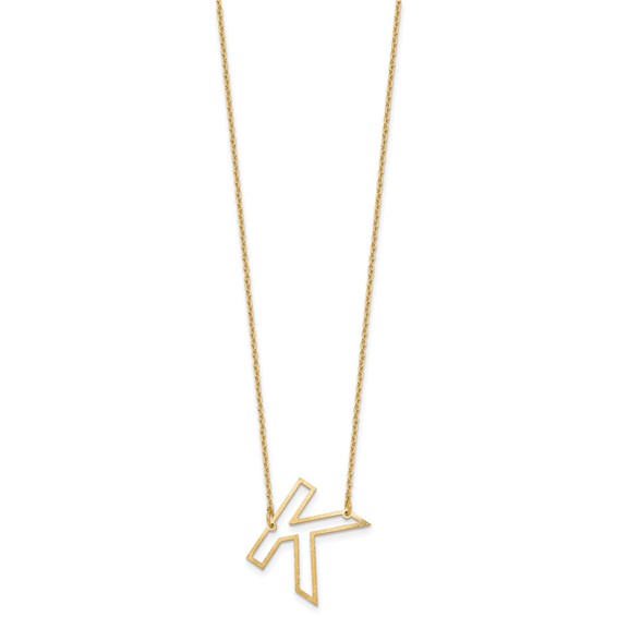Sterling Silver/Gold-Plated Sideways Cut Out Initial K Necklace