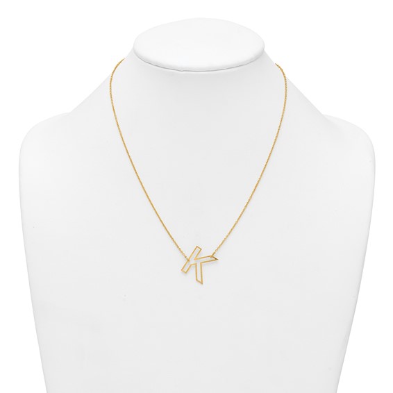 Sterling Silver/Gold-Plated Sideways Cut Out Initial K Necklace