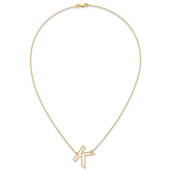 Sterling Silver/Gold-Plated Sideways Cut Out Initial K Necklace