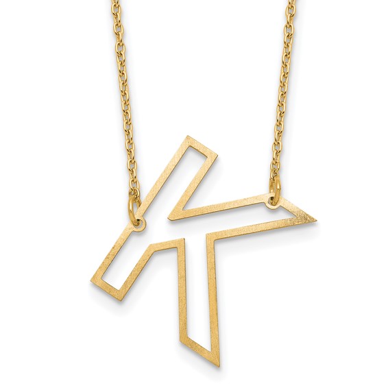 Sterling Silver/Gold-Plated Sideways Cut Out Initial K Necklace