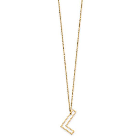 Sterling Silver/Gold-Plated Sideways Cut Out Initial L Necklace
