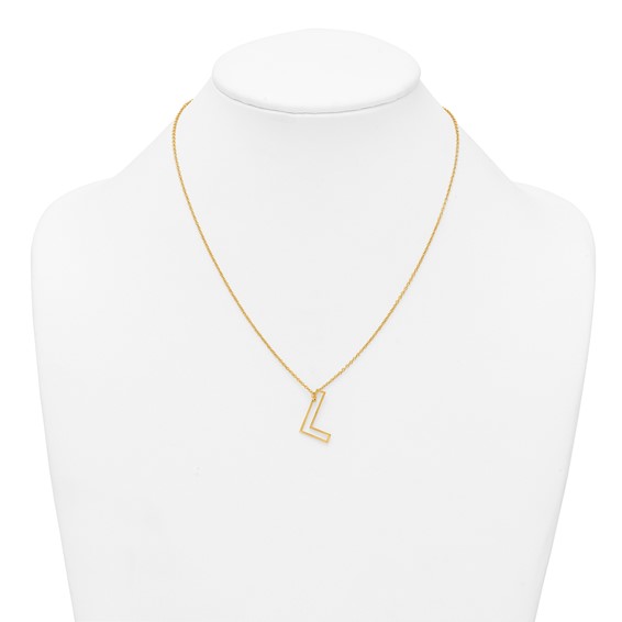 Sterling Silver/Gold-Plated Sideways Cut Out Initial L Necklace