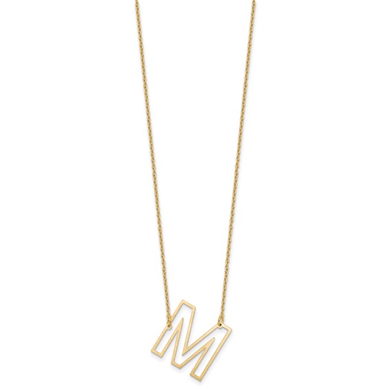 Sterling Silver/Gold-Plated Sideways Cut Out Initial M Necklace