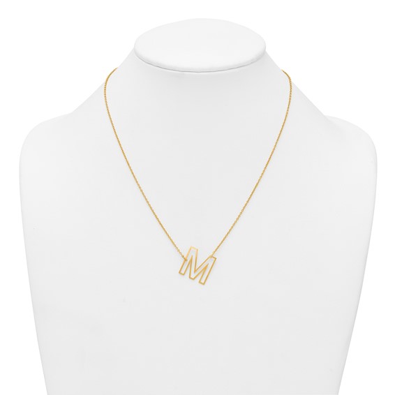 Sterling Silver/Gold-Plated Sideways Cut Out Initial M Necklace