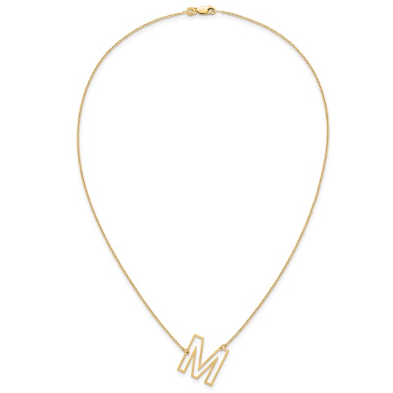 Sterling Silver/Gold-Plated Sideways Cut Out Initial M Necklace