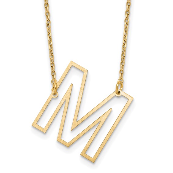 Sterling Silver/Gold-Plated Sideways Cut Out Initial M Necklace
