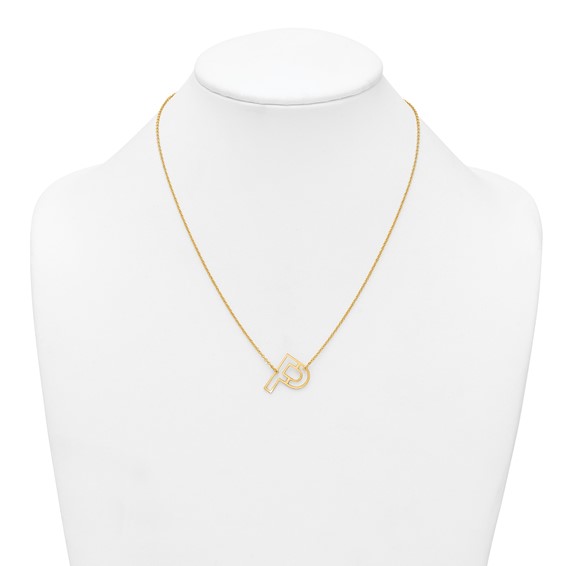 Sterling Silver/Gold-Plated Sideways Cut Out Initial P Necklace