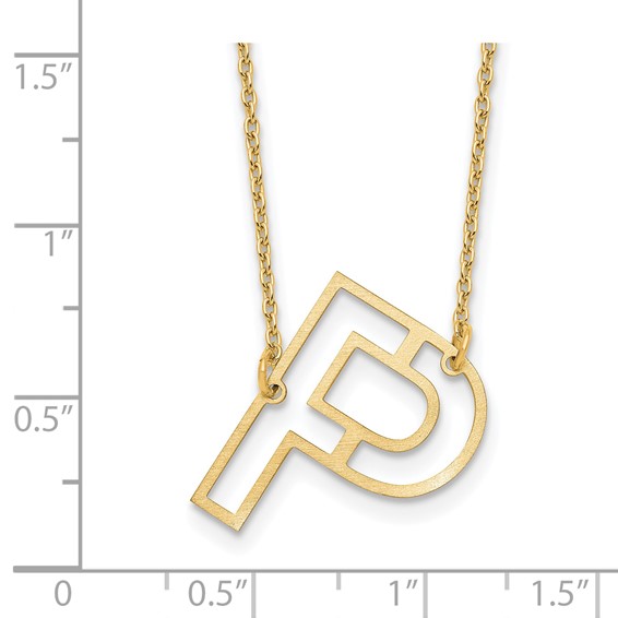 Sterling Silver/Gold-Plated Sideways Cut Out Initial P Necklace