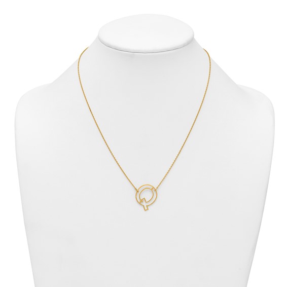 Sterling Silver/Gold-Plated Sideways Cut Out Initial Q Necklace